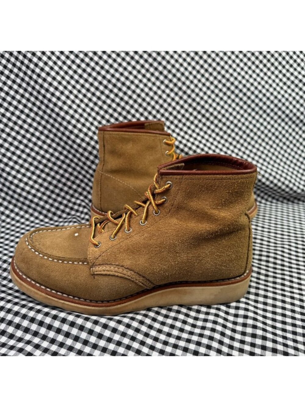 Red Wing Moc Toe Boots Women’s Size 8 Tan Suede Leather Lace Up USA Made